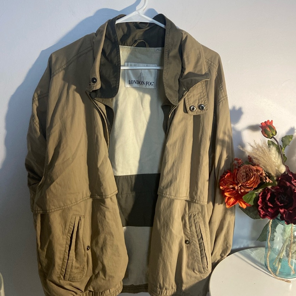London Fog XL Regular Khaki Zip-Up Jacket